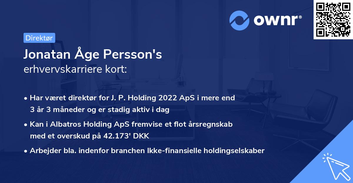 Jonatan Åge Persson's erhvervskarriere kort