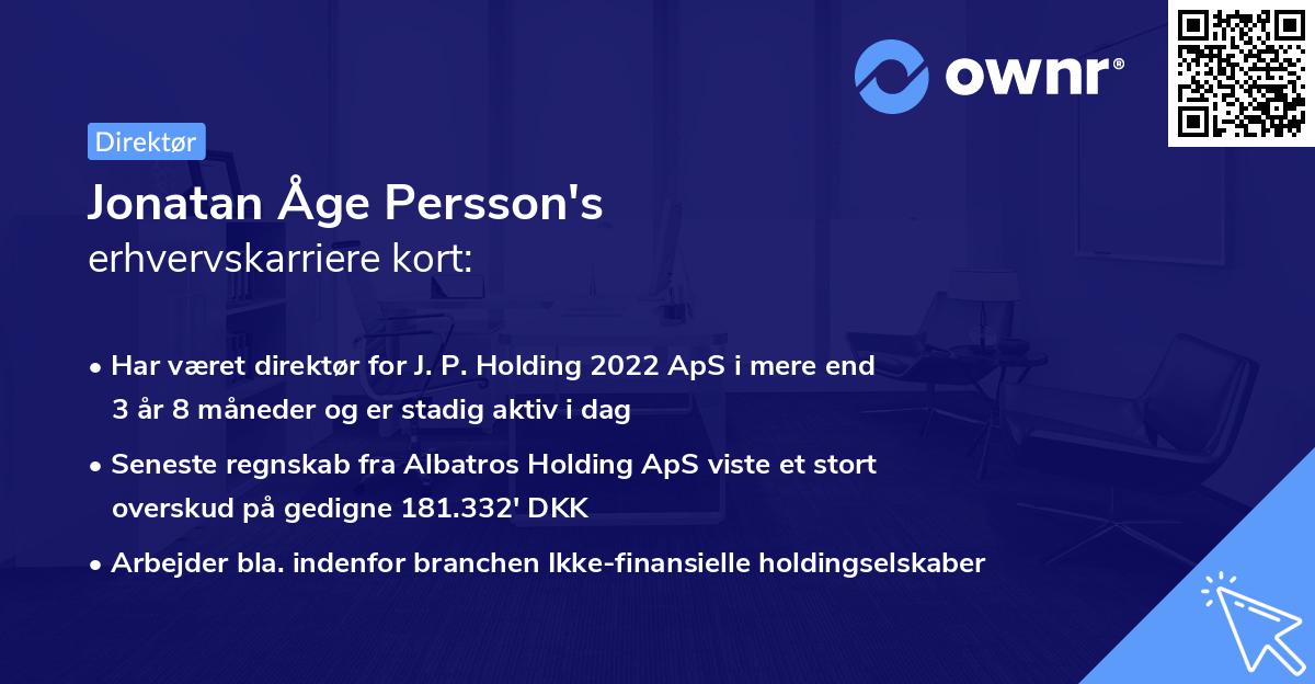 Jonatan Åge Persson's erhvervskarriere kort
