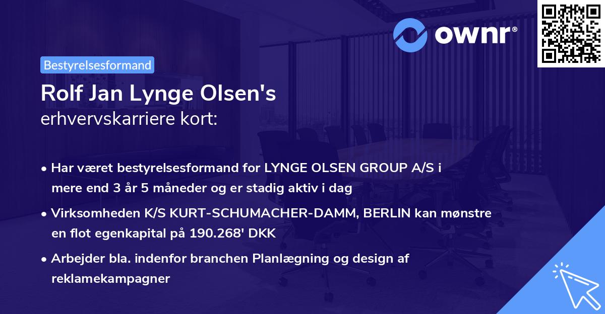 Rolf Jan Lynge Olsen's erhvervskarriere kort