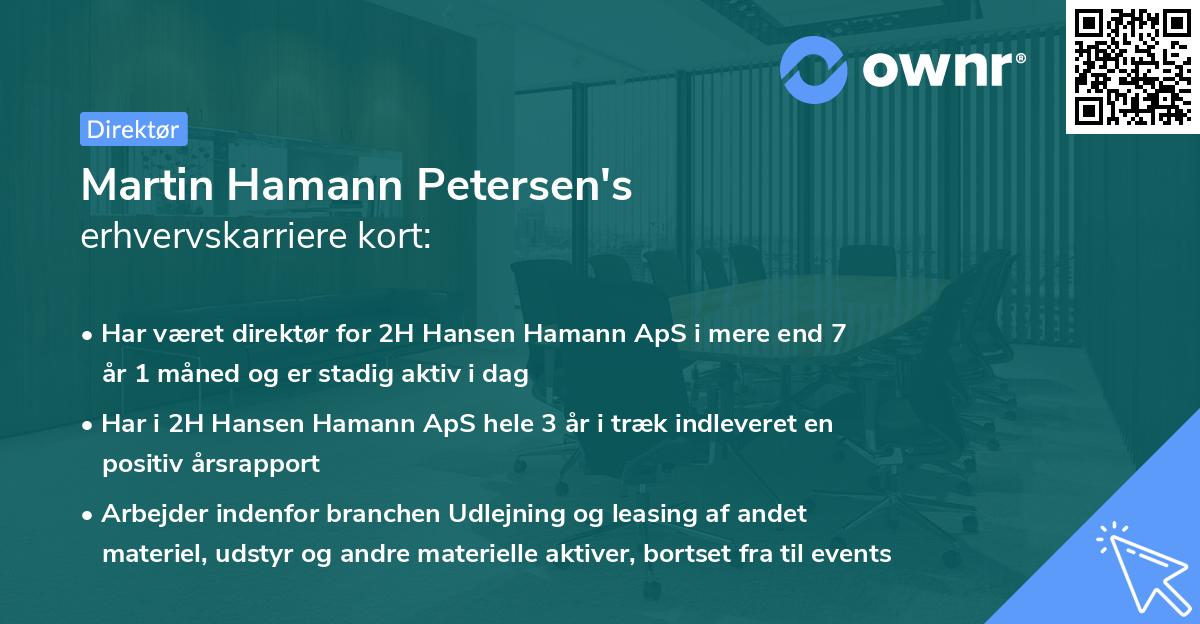 Martin Hamann Petersen's erhvervskarriere kort