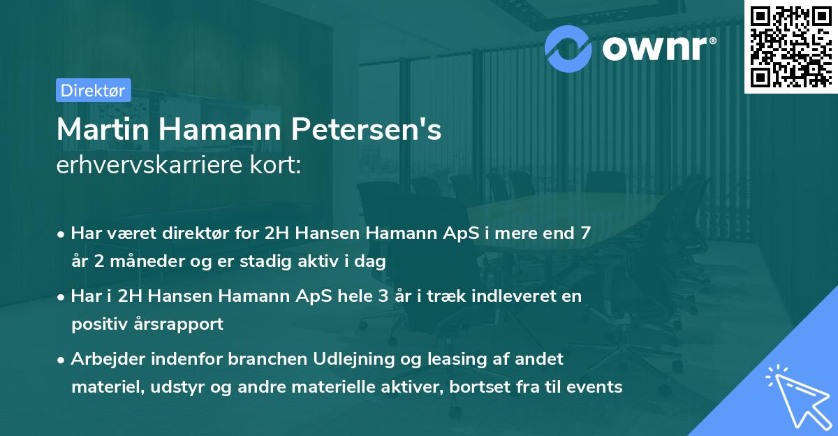 Martin Hamann Petersen's erhvervskarriere kort