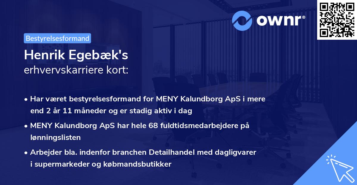 Henrik Egebæk's erhvervskarriere kort