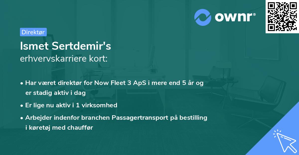 Ismet Sertdemir's erhvervskarriere kort