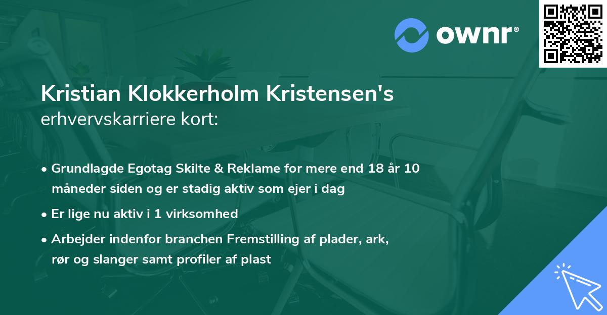 Kristian Klokkerholm Kristensen's erhvervskarriere kort