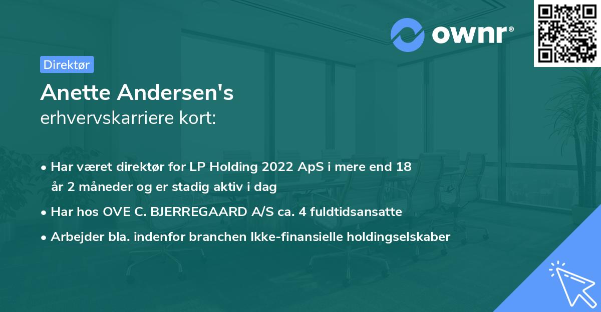 Anette Andersen's erhvervskarriere kort