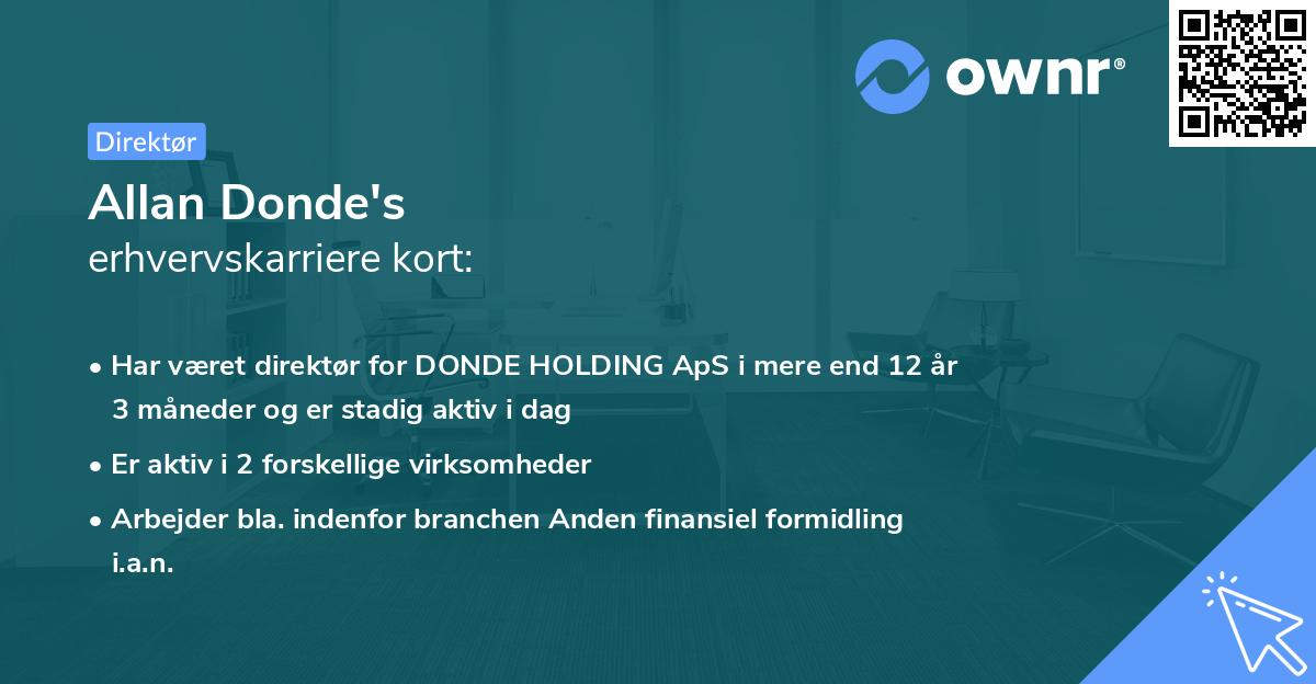 Allan Donde's erhvervskarriere kort