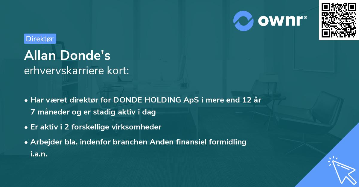 Allan Donde's erhvervskarriere kort