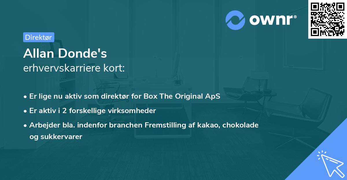 Allan Donde's erhvervskarriere kort