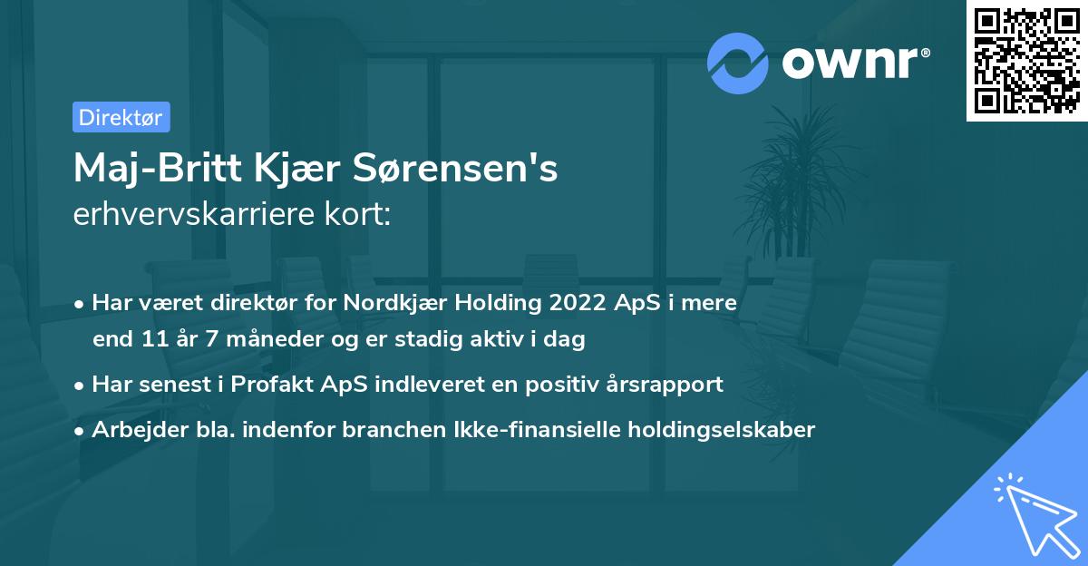 Maj-Britt Kjær Sørensen's erhvervskarriere kort