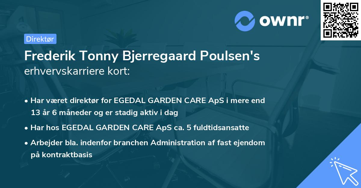 Frederik Tonny Bjerregaard Poulsen's erhvervskarriere kort