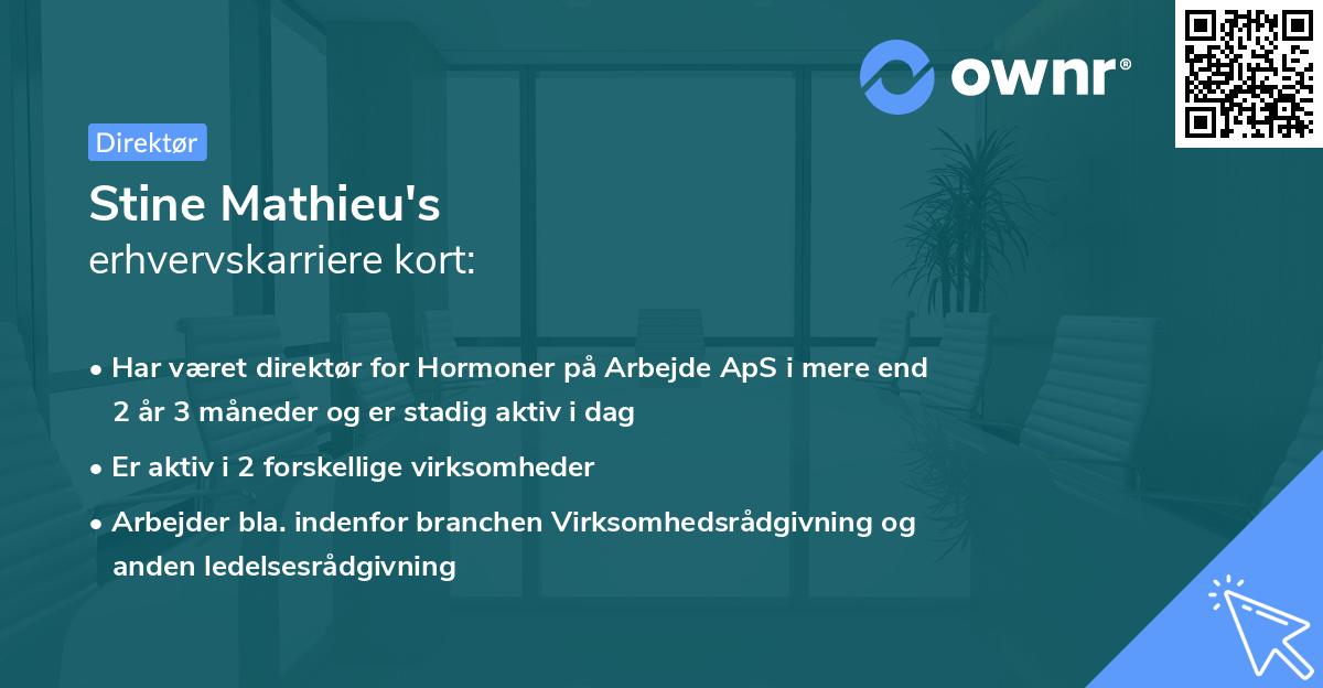 Stine Mathieu's erhvervskarriere kort