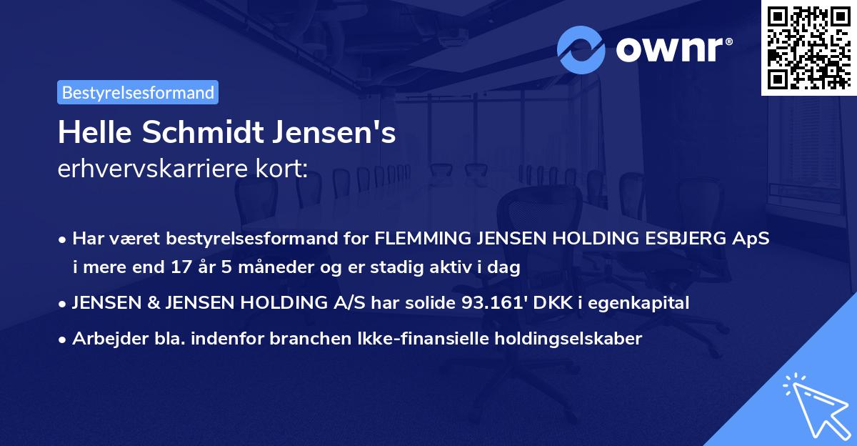Helle Schmidt Jensen's erhvervskarriere kort