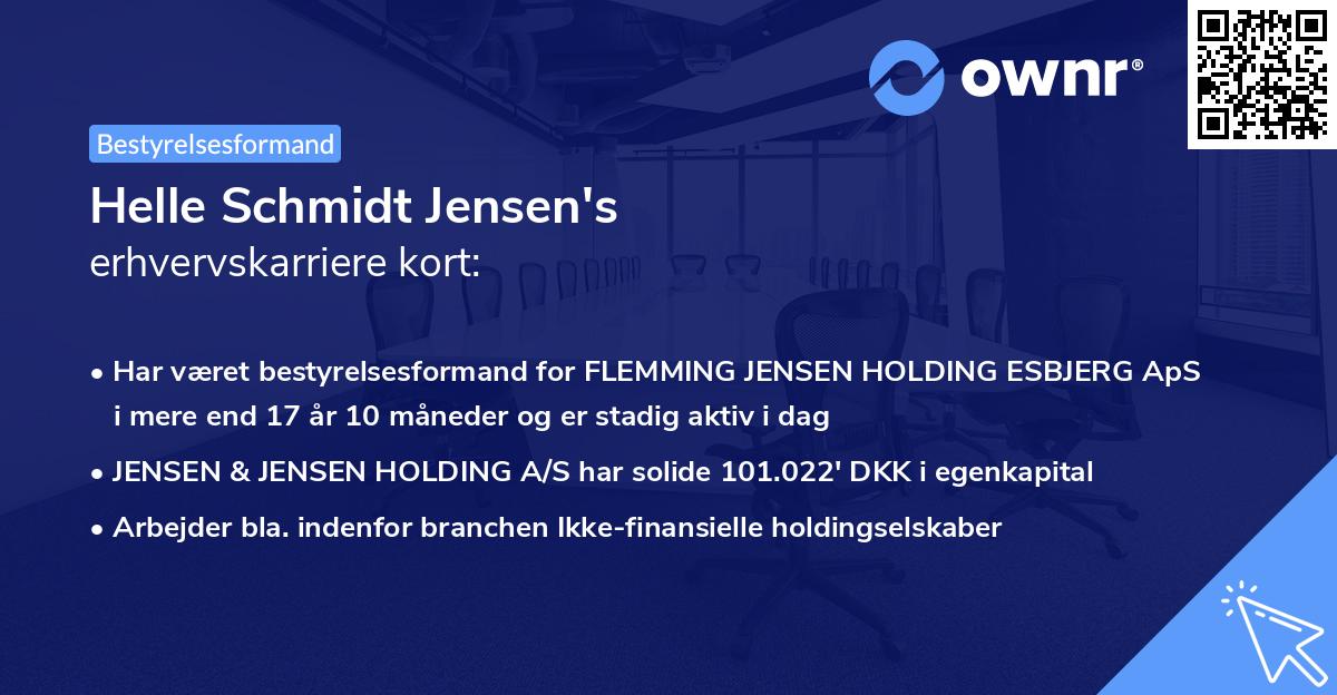 Helle Schmidt Jensen's erhvervskarriere kort