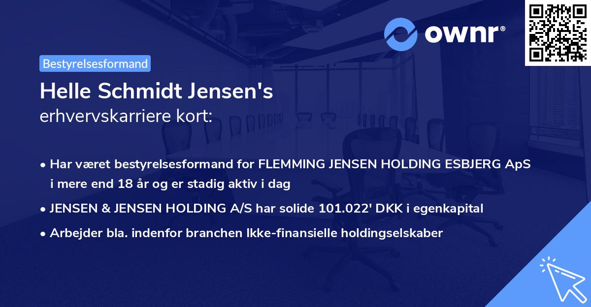 Helle Schmidt Jensen's erhvervskarriere kort