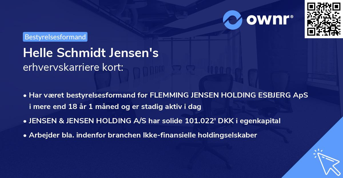 Helle Schmidt Jensen's erhvervskarriere kort