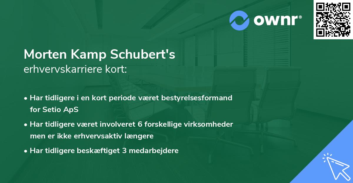 Morten Kamp Schubert's erhvervskarriere kort
