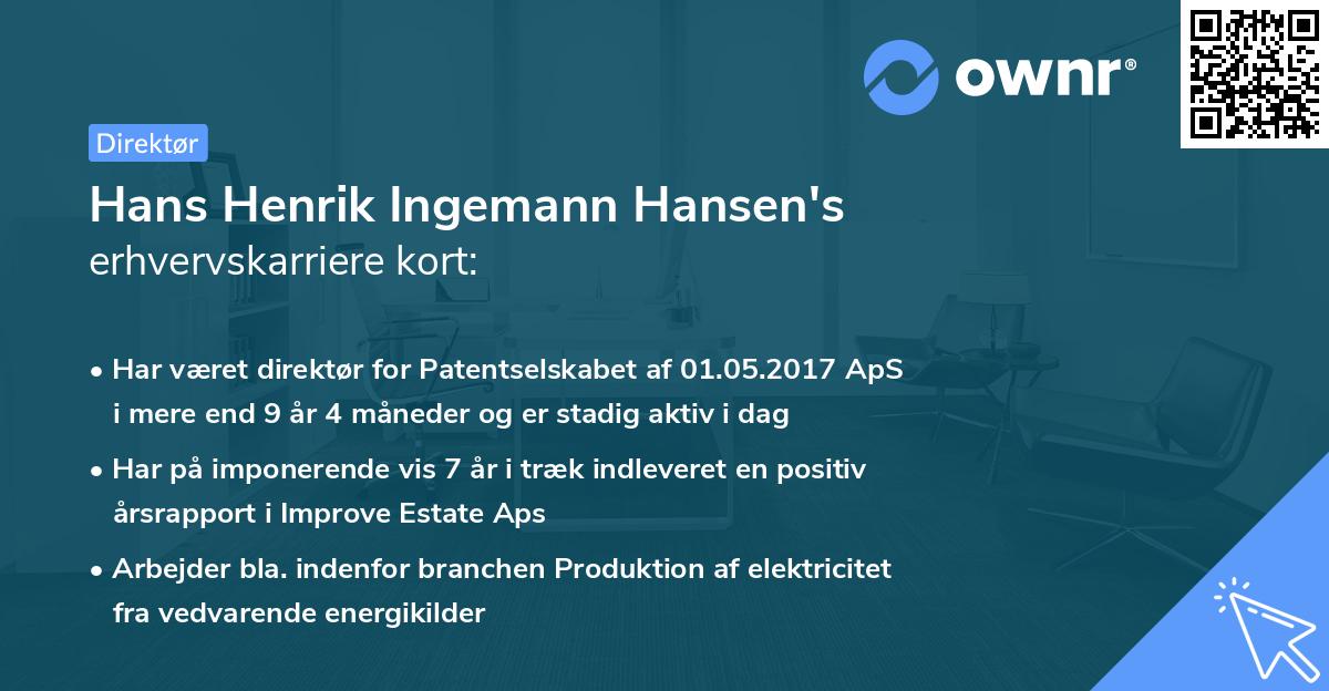 Hans Henrik Ingemann Hansen's erhvervskarriere kort