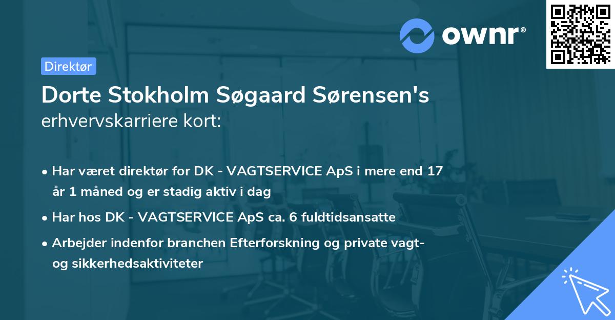 Dorte Stokholm Søgaard Sørensen's erhvervskarriere kort