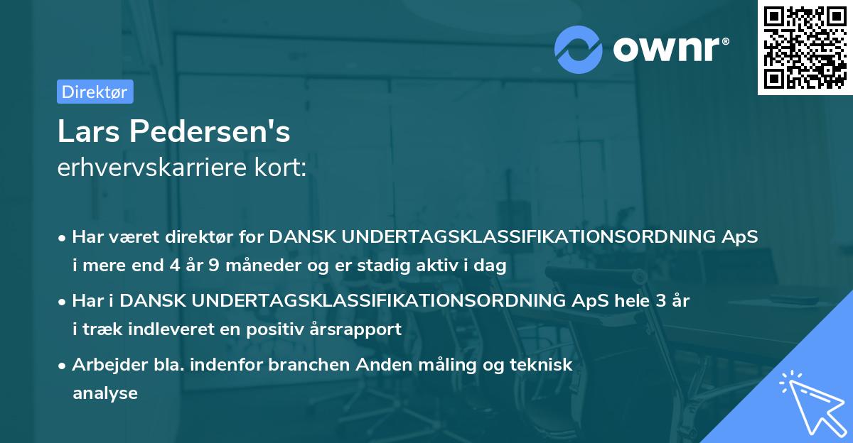 Lars Pedersen's erhvervskarriere kort