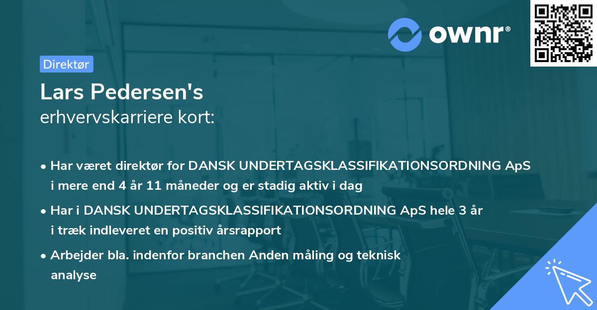 Lars Pedersen's erhvervskarriere kort