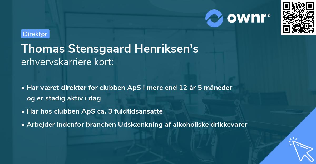 Thomas Stensgaard Henriksen's erhvervskarriere kort