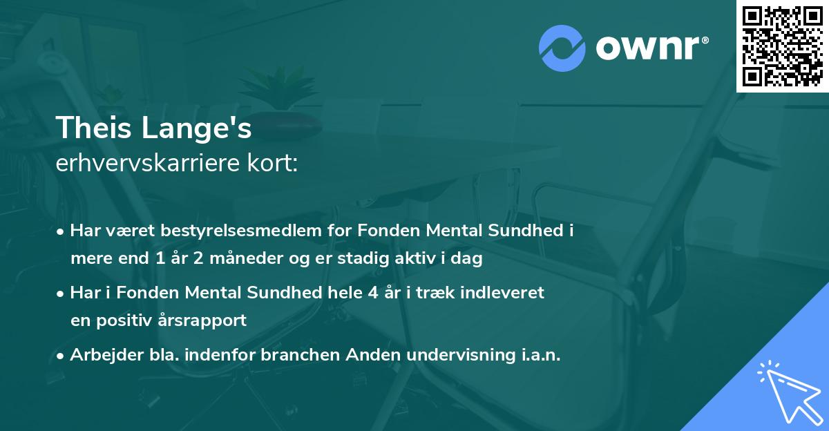 Theis Lange's erhvervskarriere kort