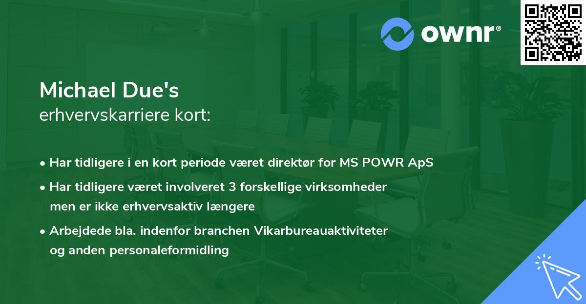 Michael Due's erhvervskarriere kort