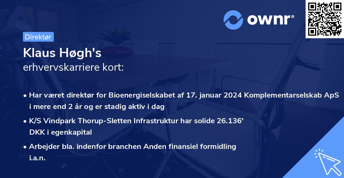 Klaus Høgh's erhvervskarriere kort