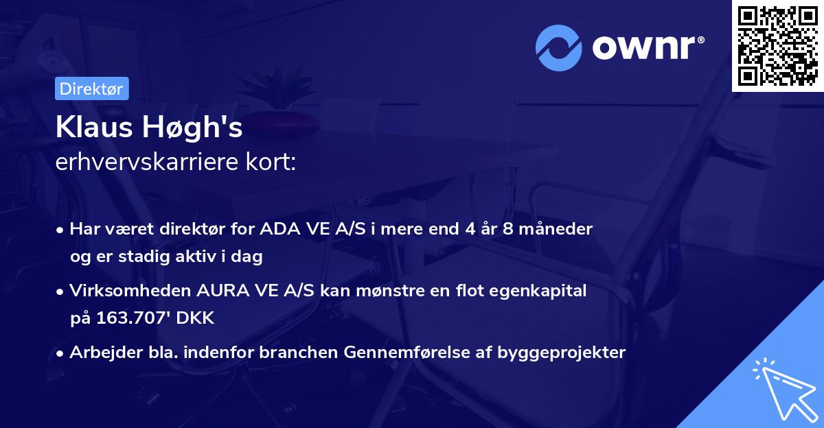 Klaus Høgh's erhvervskarriere kort