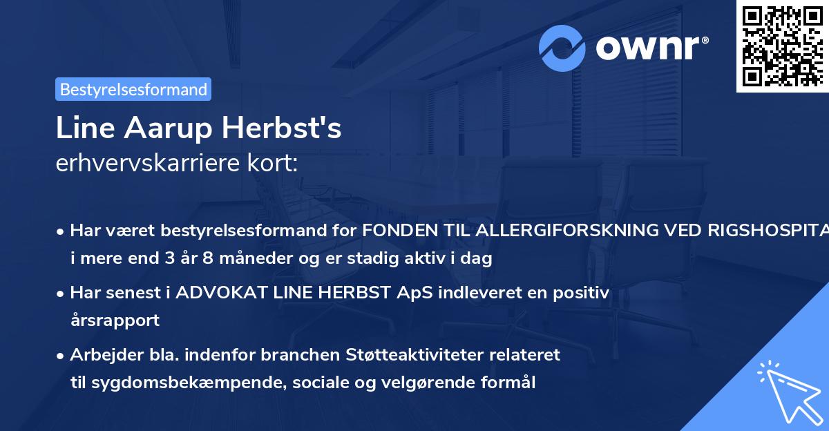 Line Aarup Herbst's erhvervskarriere kort