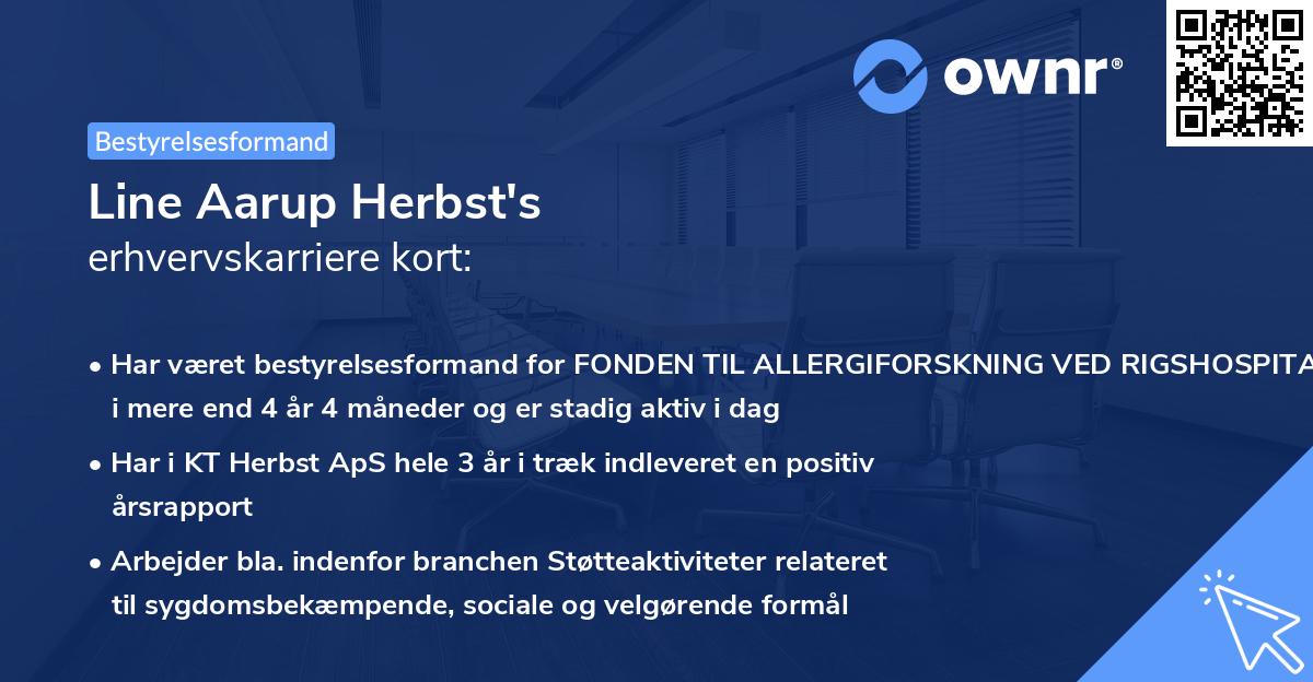 Line Aarup Herbst's erhvervskarriere kort