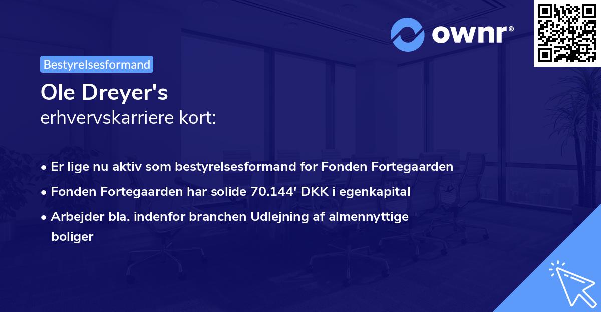 Ole Dreyer's erhvervskarriere kort