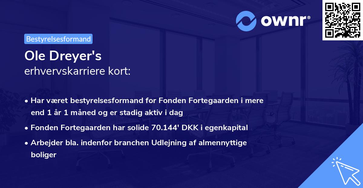 Ole Dreyer's erhvervskarriere kort