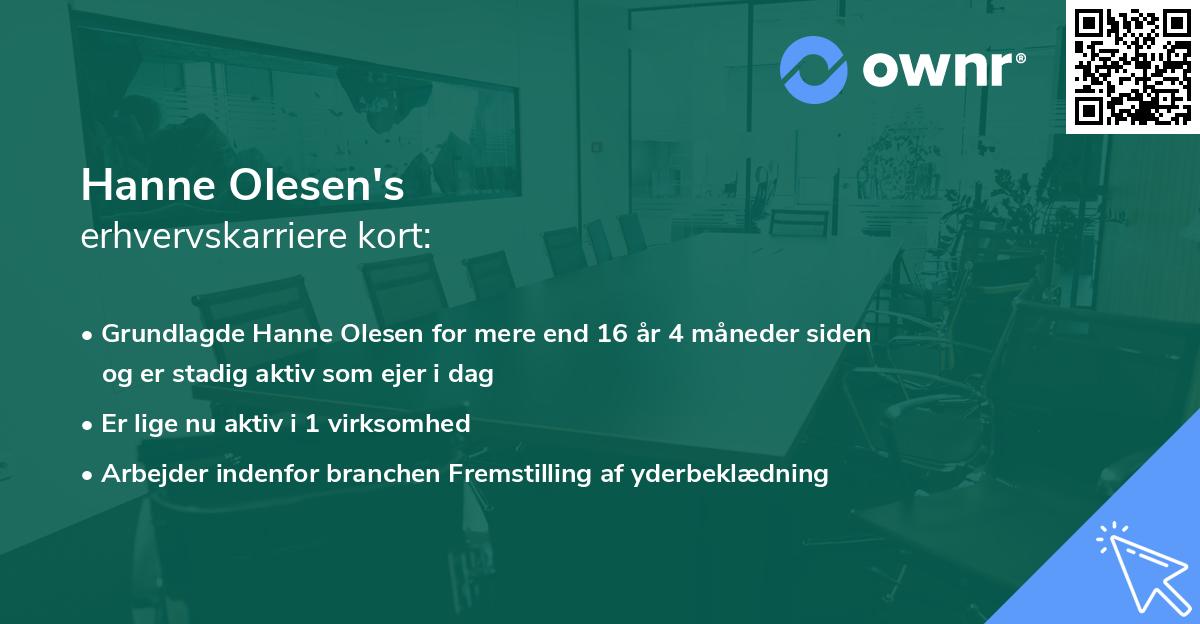 Hanne Olesen's erhvervskarriere kort