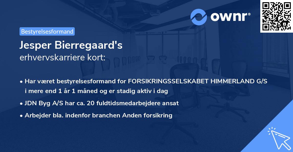 Jesper Bierregaard's erhvervskarriere kort