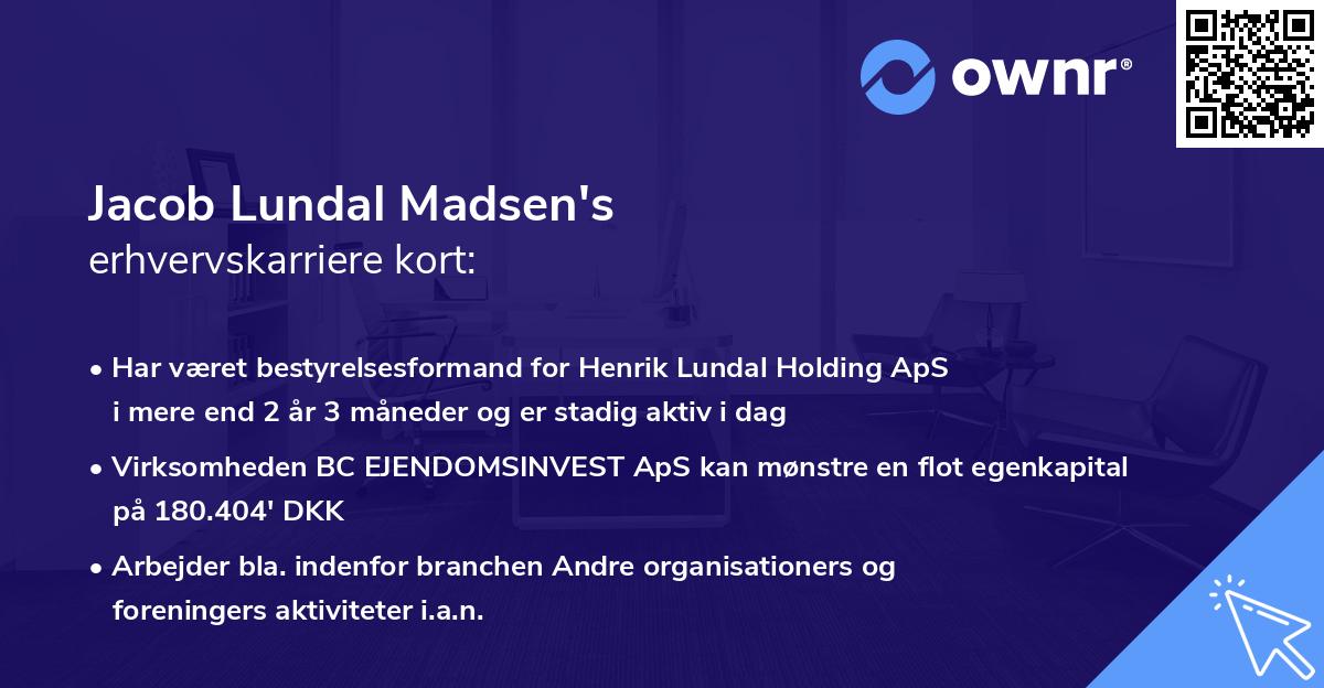 Jacob Lundal Madsen's erhvervskarriere kort