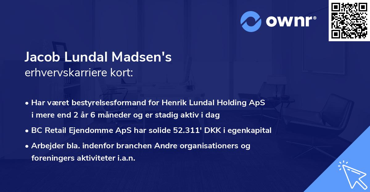 Jacob Lundal Madsen's erhvervskarriere kort