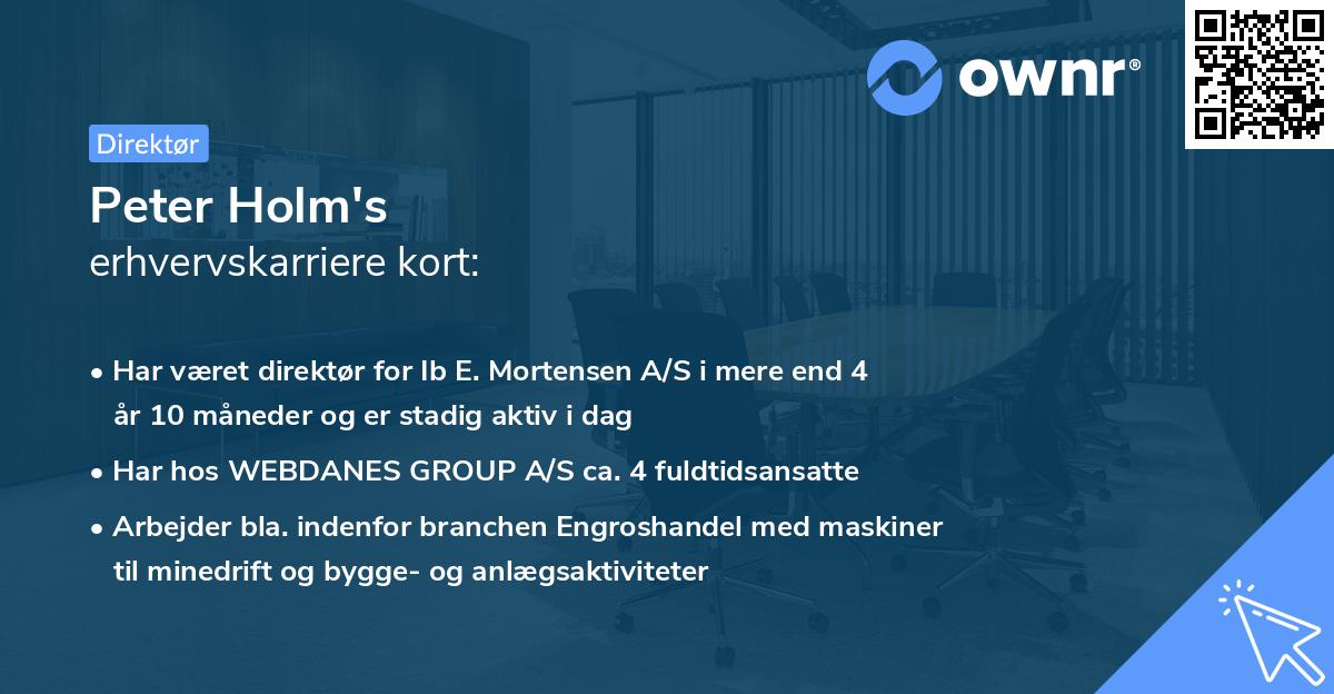 Peter Holm's erhvervskarriere kort