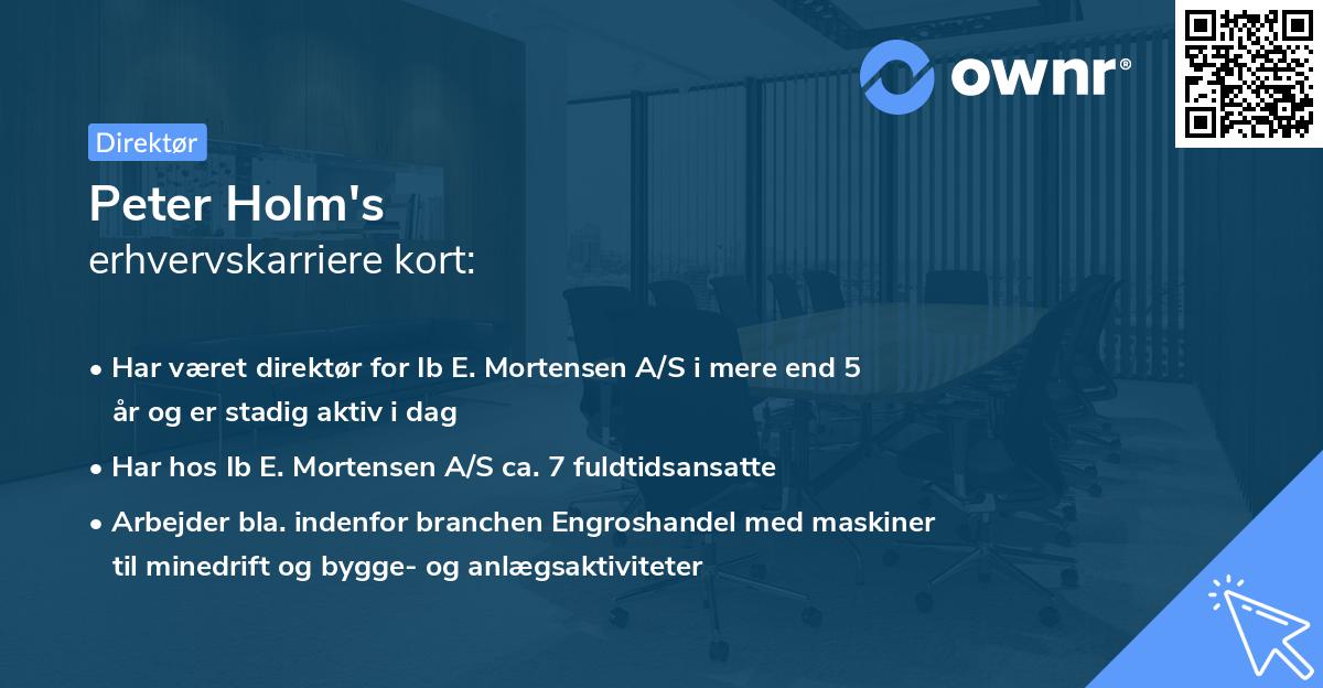 Peter Holm's erhvervskarriere kort
