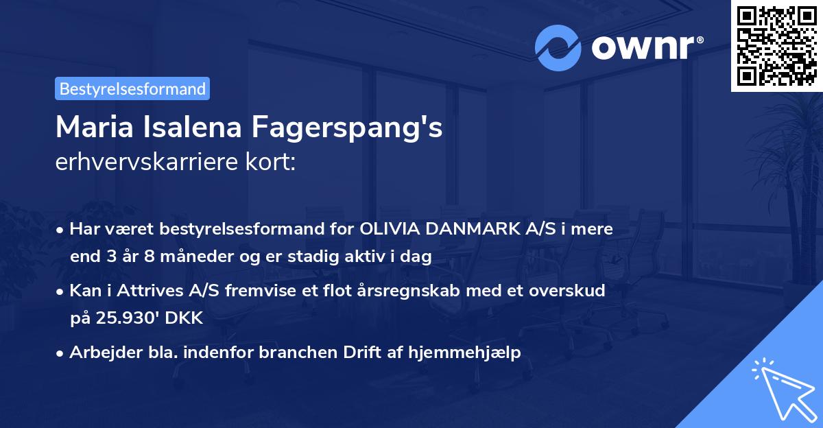 Maria Isalena Fagerspang's erhvervskarriere kort