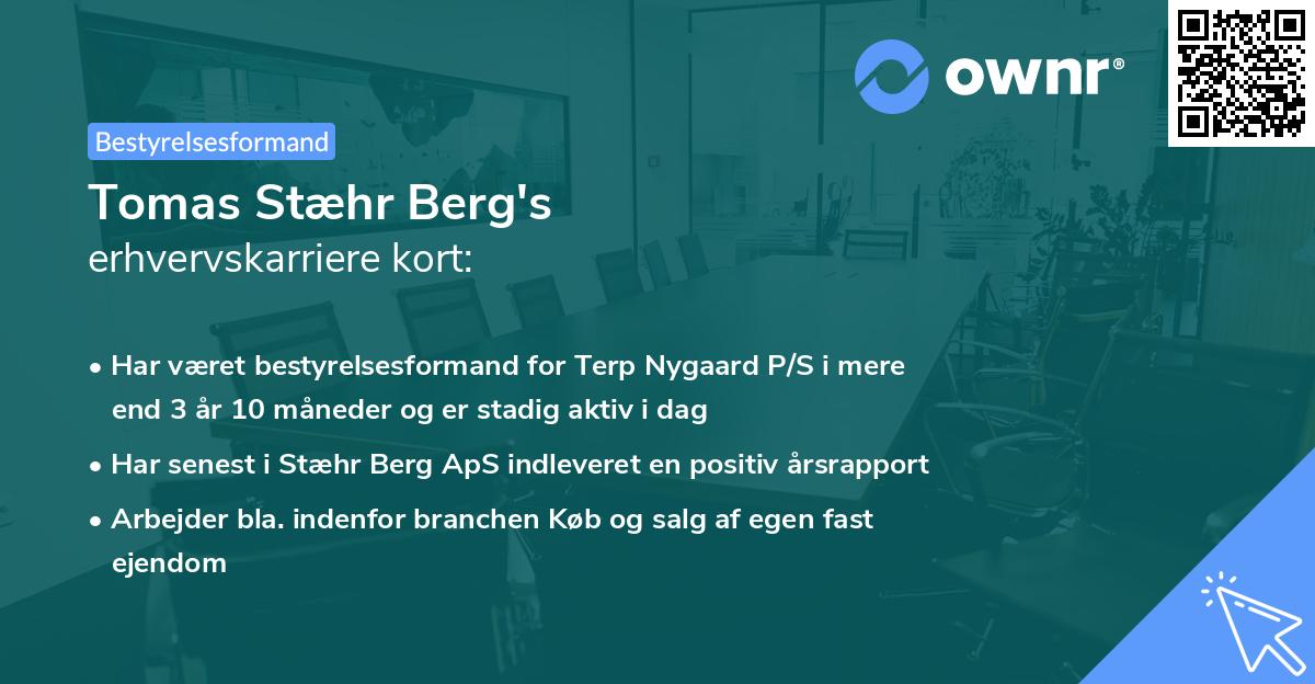 Tomas Stæhr Berg's erhvervskarriere kort