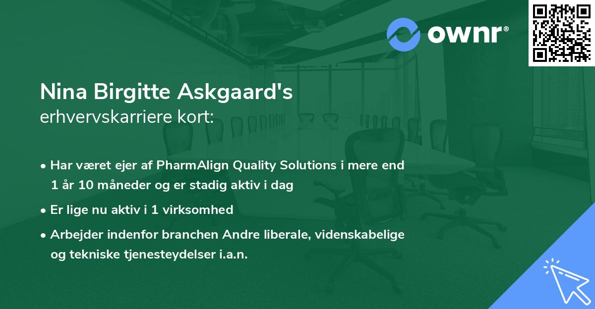Nina Birgitte Askgaard's erhvervskarriere kort