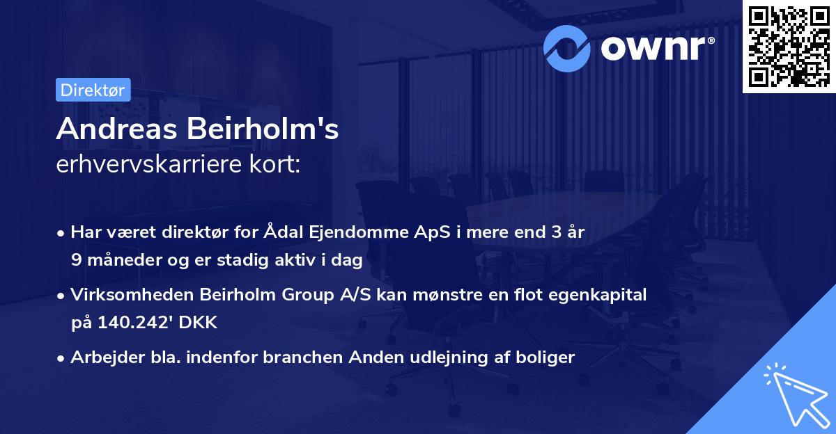 Andreas Beirholm's erhvervskarriere kort