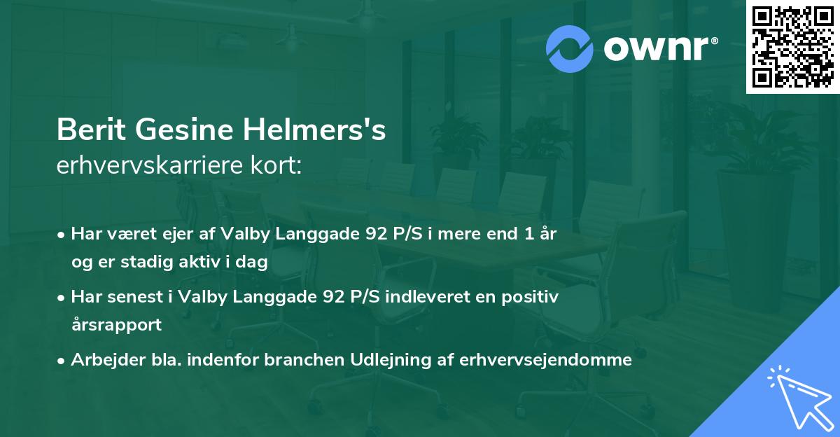 Berit Gesine Helmers's erhvervskarriere kort