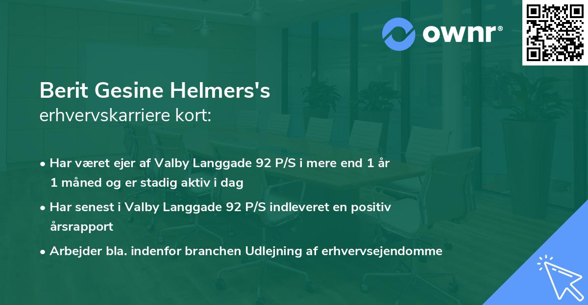 Berit Gesine Helmers's erhvervskarriere kort