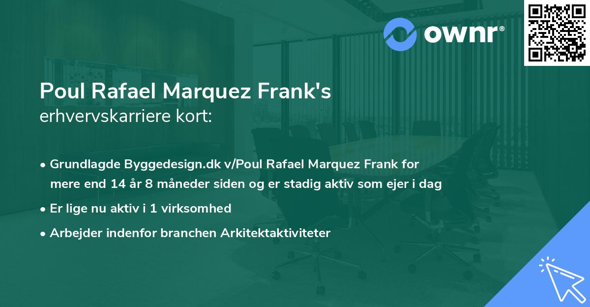 Poul Rafael Marquez Frank's erhvervskarriere kort