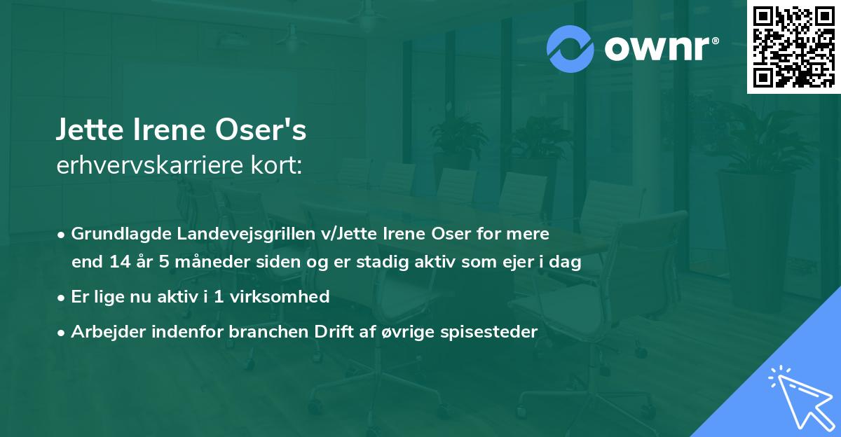 Jette Irene Oser's erhvervskarriere kort