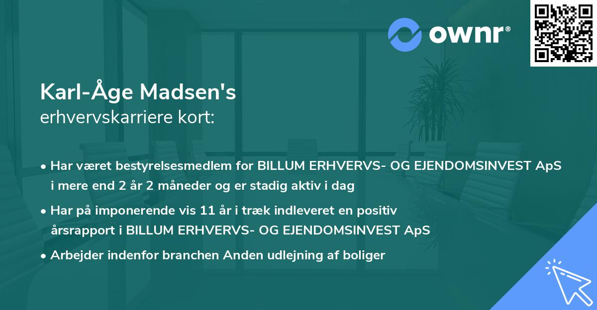 Karl-Åge Madsen's erhvervskarriere kort