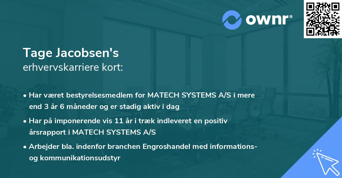 Tage Jacobsen's erhvervskarriere kort