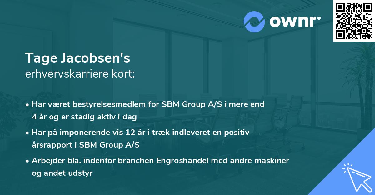 Tage Jacobsen's erhvervskarriere kort